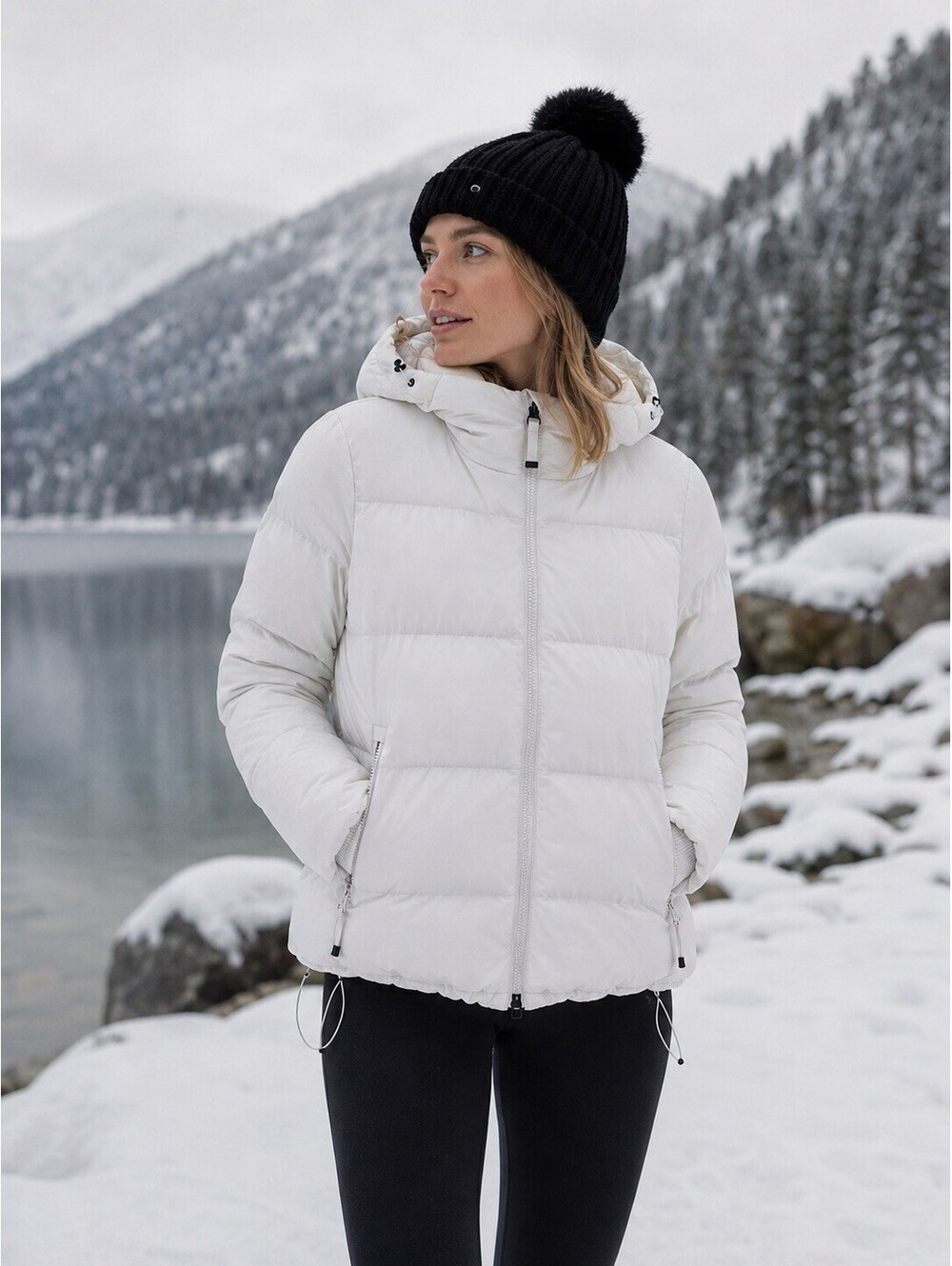 Athleta Snow Goose Down Cropped Puffer Jacket White Women’s Size Medium